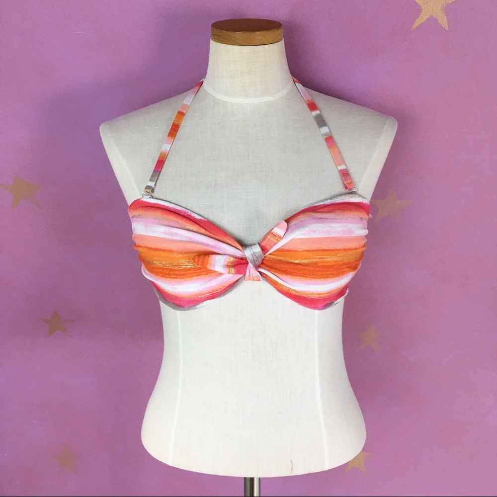 MALIBU DREAM GIRL XL BIKINI TOP CORAL MULTICOLOR NWT